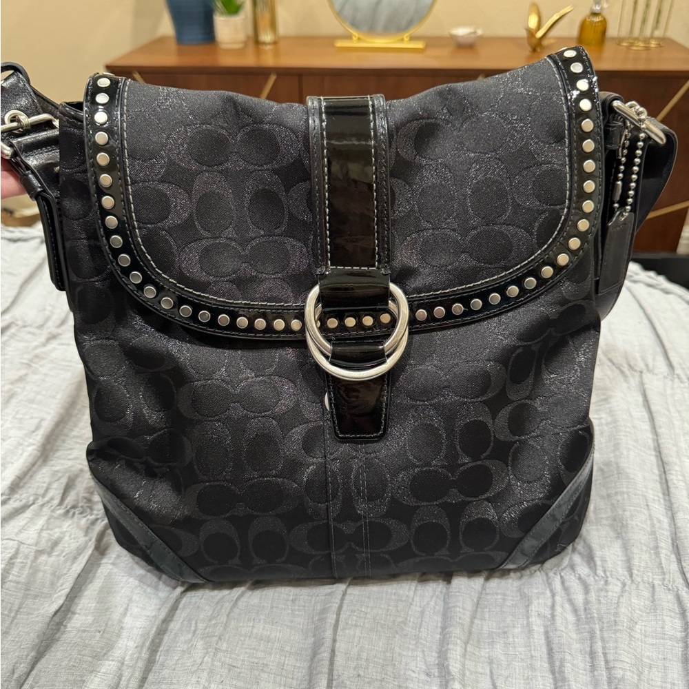 Vintage Studded Coach Shoulder Bag